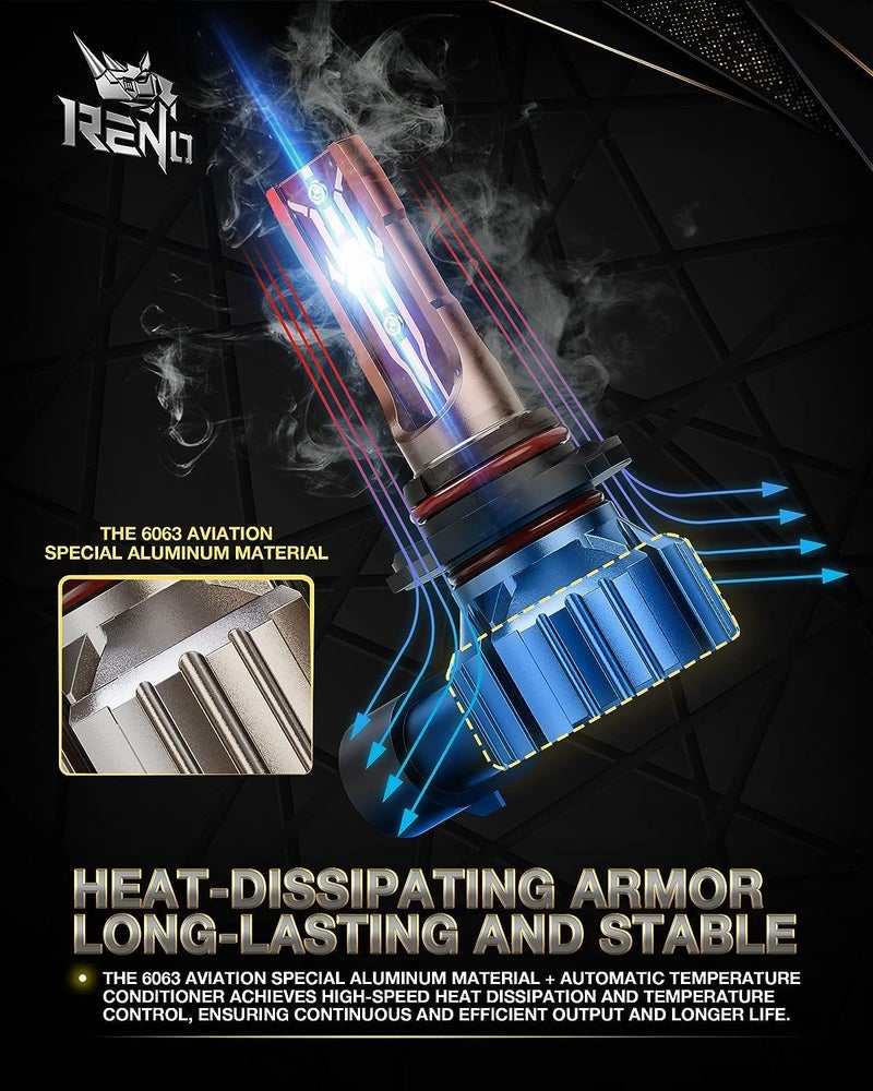 Reno 9005 9006 Bulb Combo, 9005 9006 Fog Bulbs 6500K White 9006 9005 Lights Fanless In Line Plug and Play, Pack of 4 - Image 4